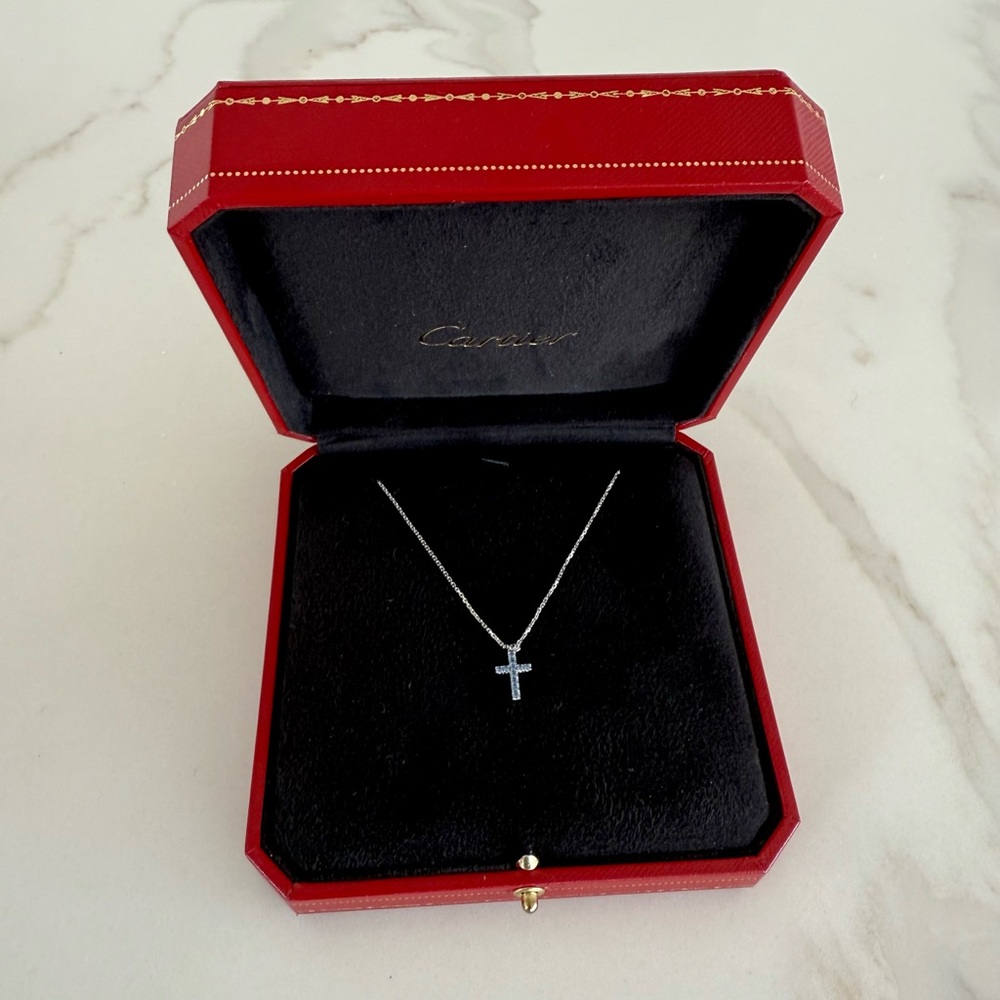 Cartier Cross Necklace in 18K white gold with Blue Sapphires - Picture 4 of 7